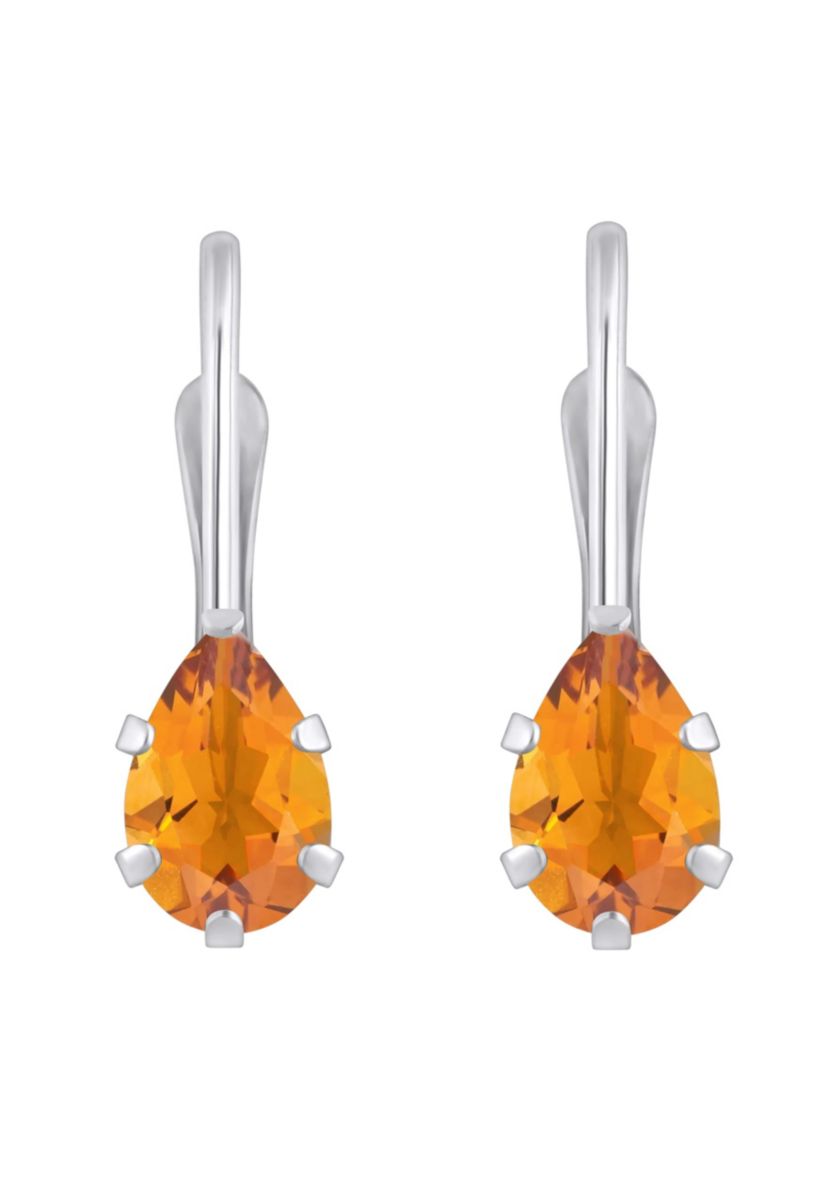 10K Yellow Gold 6x4mm Pear Shape Citrine Leverback Earrings