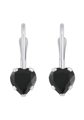 10K Yellow Gold 5mm Heart Shape Black Onyx Leverback Earrings