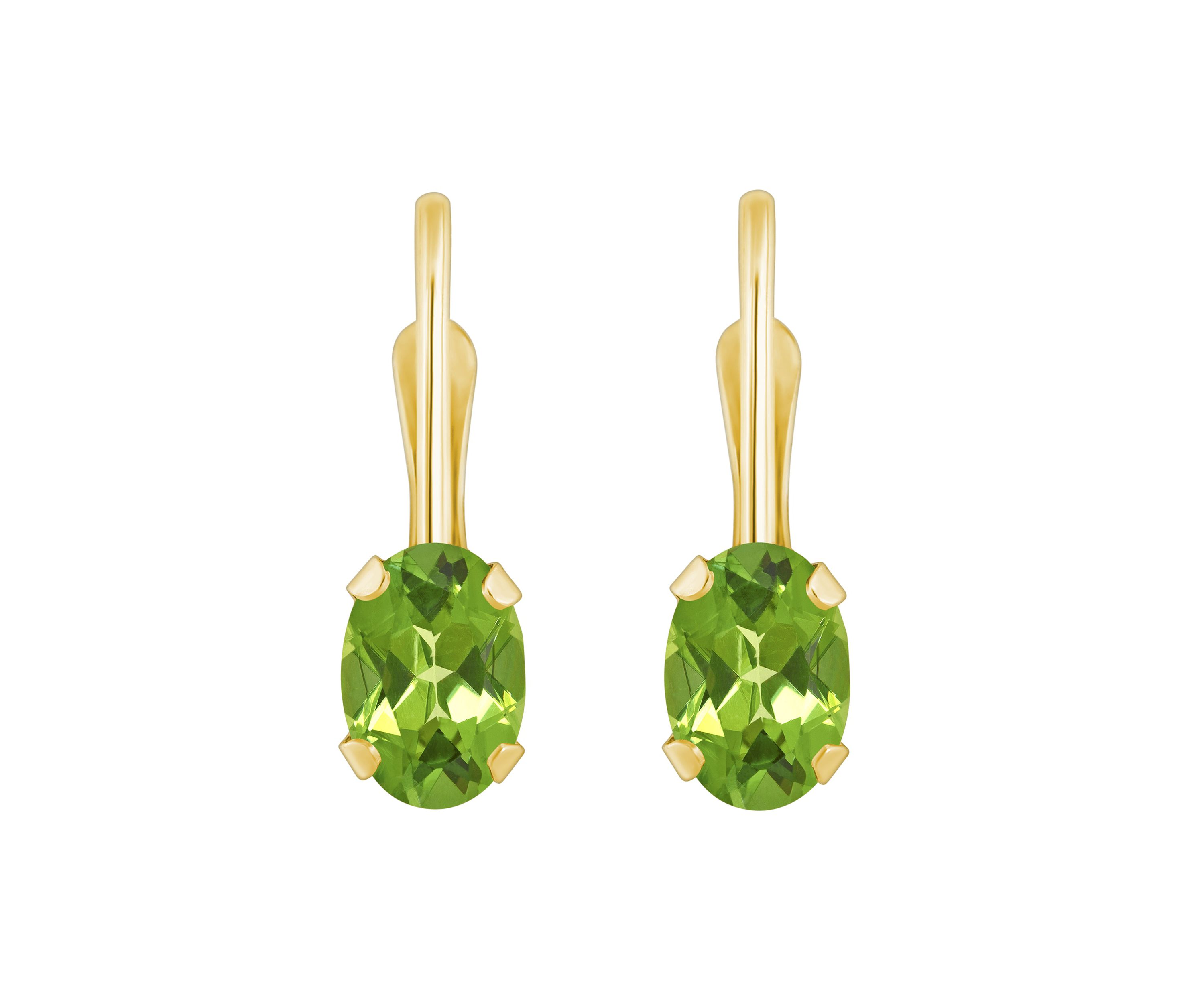 10K White Gold 6x4mm Oval Peridot Leverback Earrings