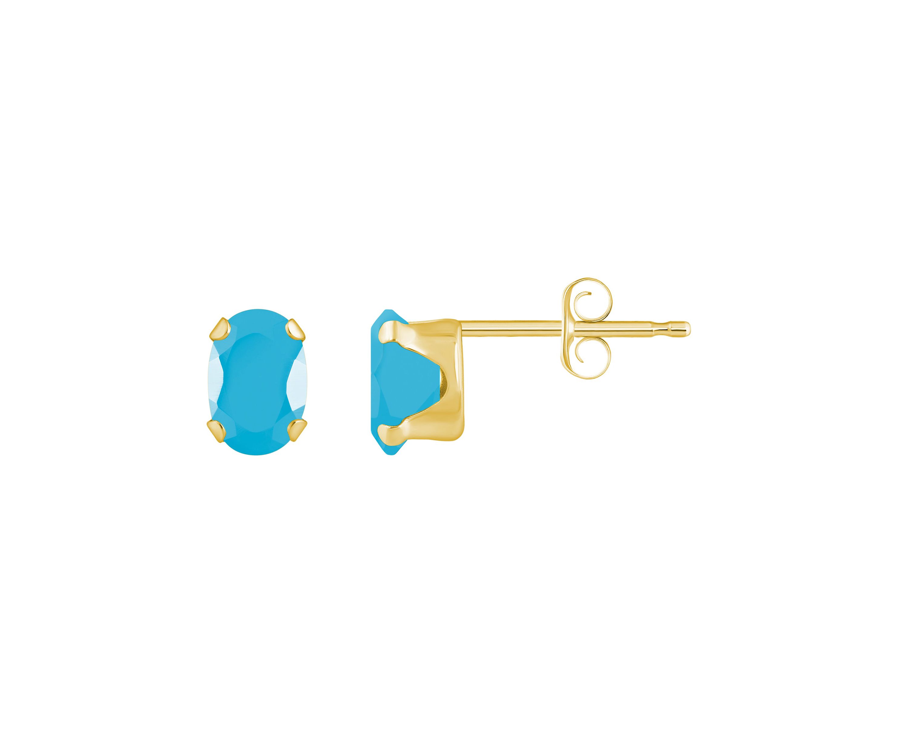 10K White Gold 6x4mm Oval Turquoise Stud Earrings