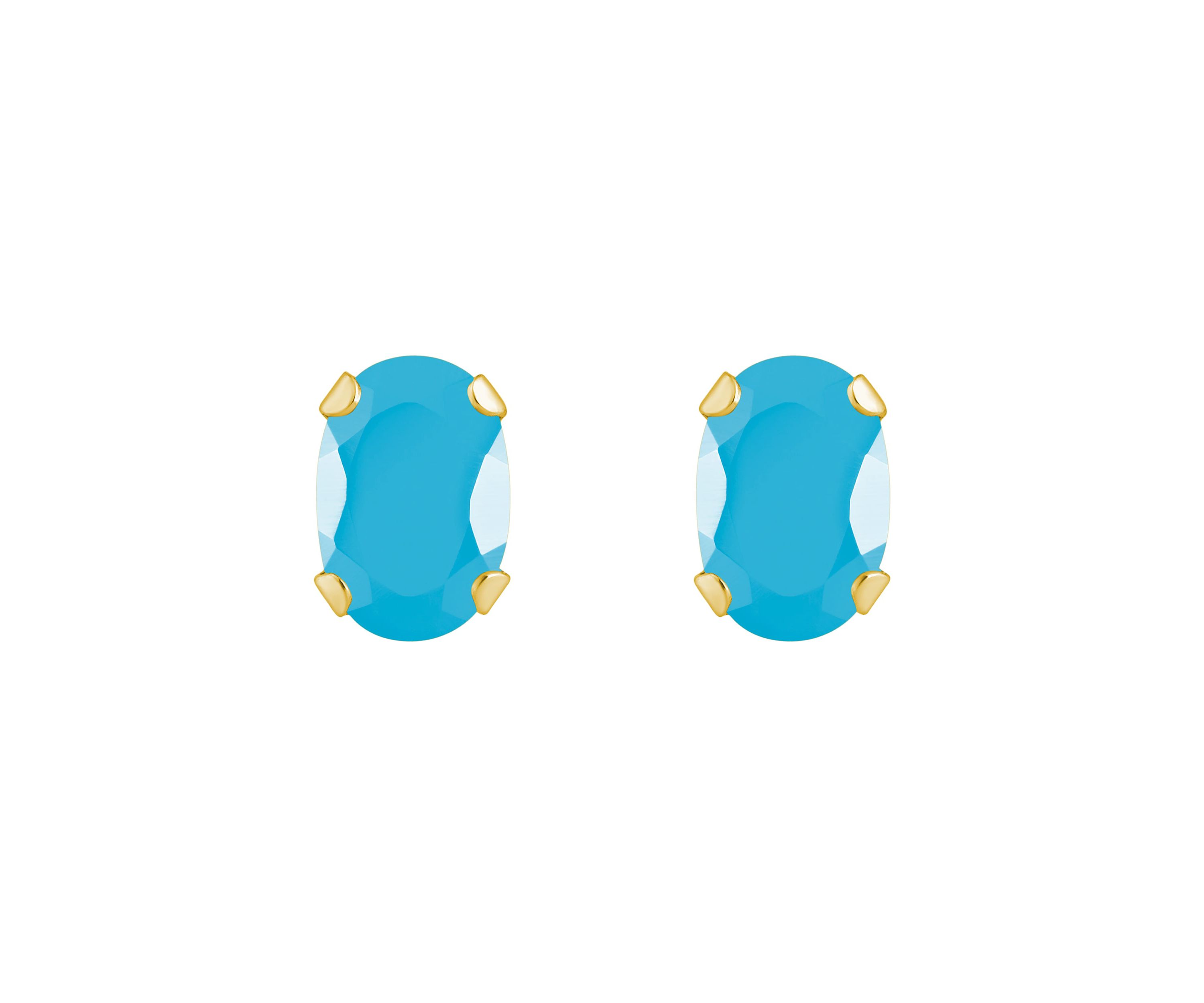 10K White Gold 6x4mm Oval Turquoise Stud Earrings