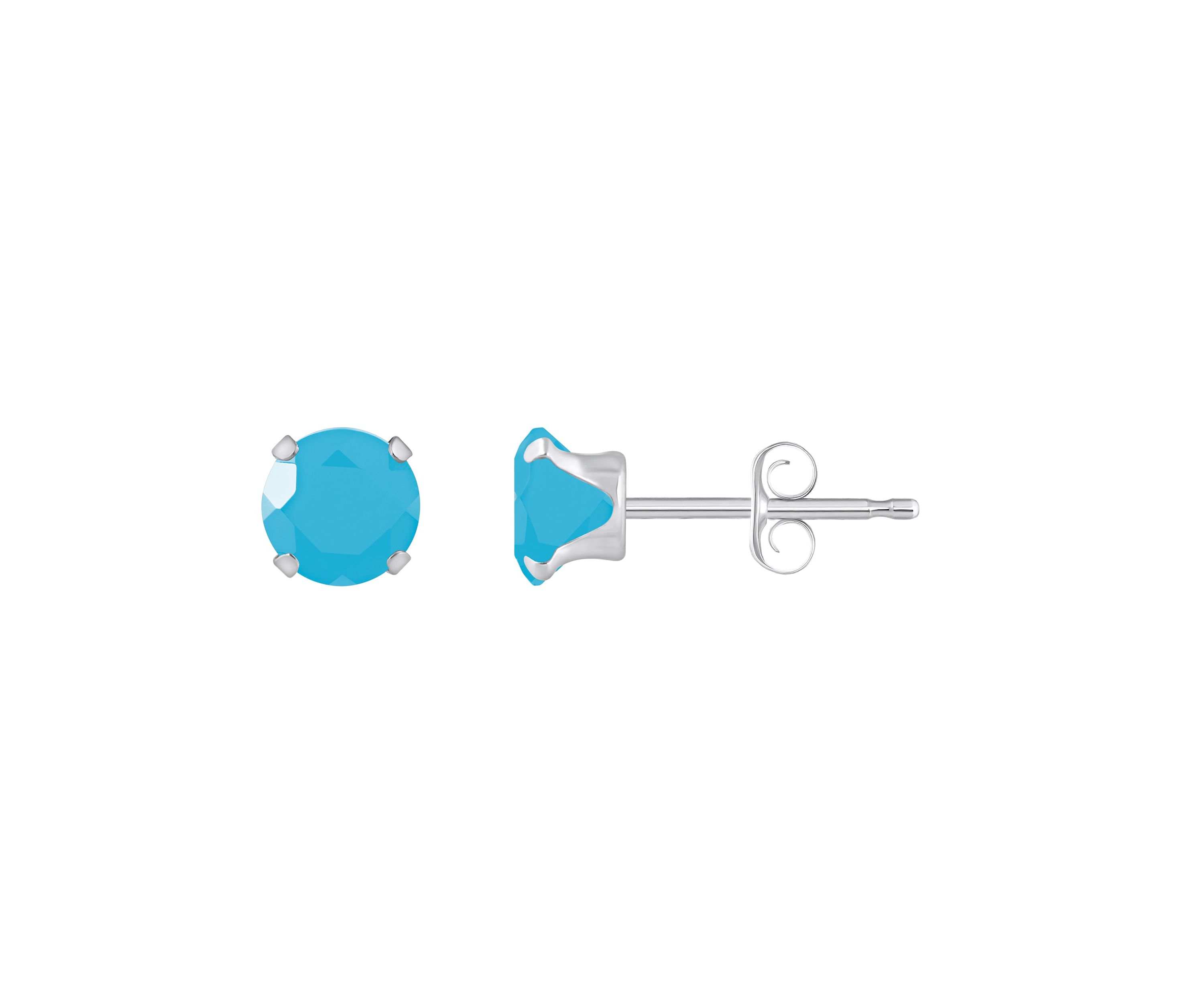 10K Yellow Gold 5mm Round Turquoise Stud Earrings