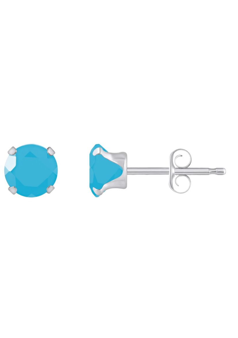 10K Yellow Gold 5mm Round Turquoise Stud Earrings