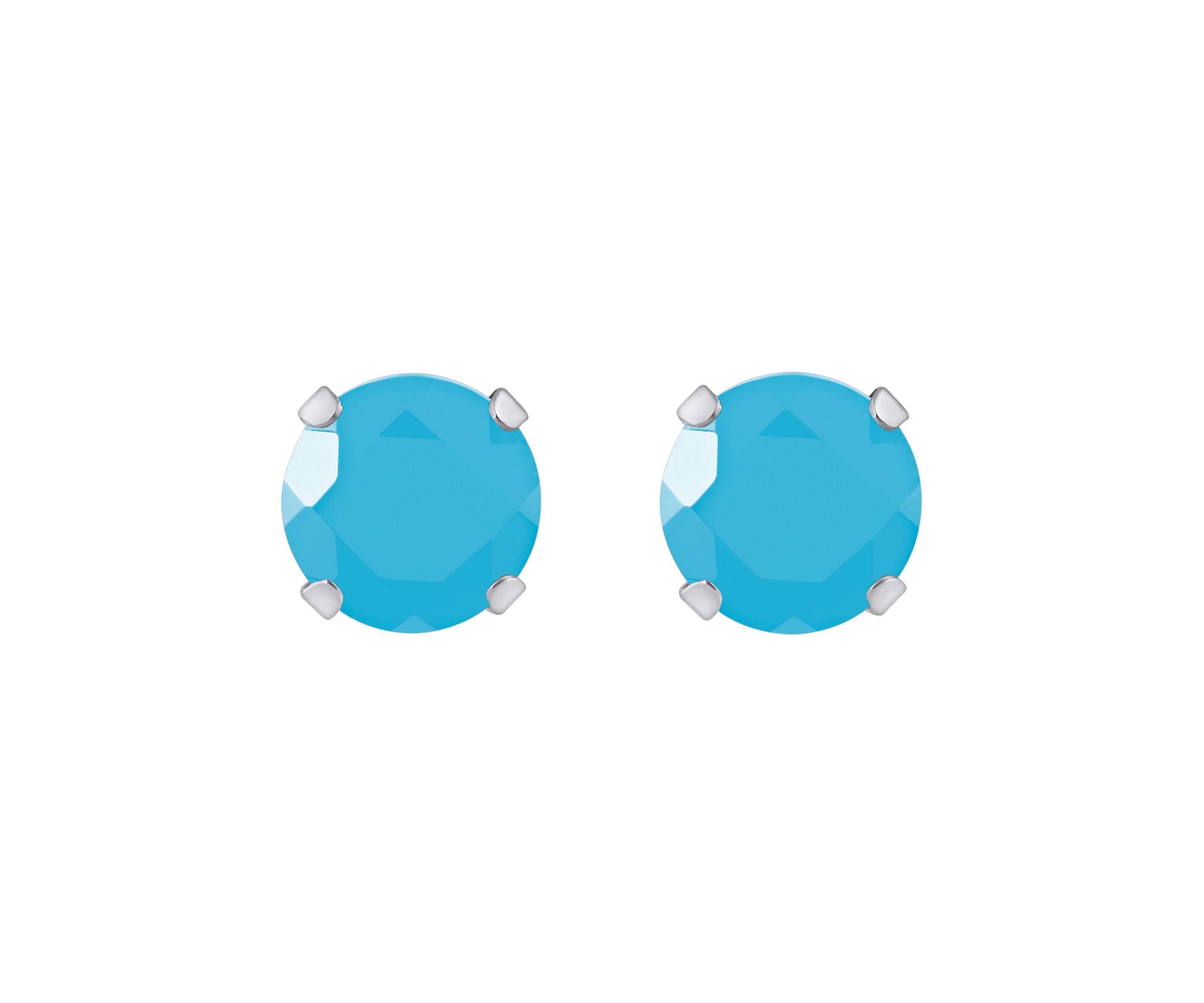 10K Yellow Gold 5mm Round Turquoise Stud Earrings