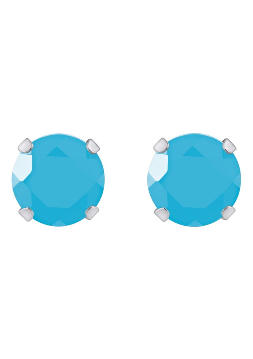 10K Yellow Gold 5mm Round Turquoise Stud Earrings