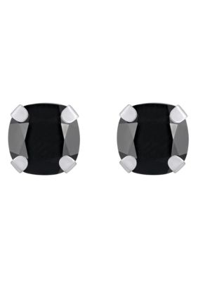 10K Yellow Gold 5mm Cushion Black Onyx Stud Earrings