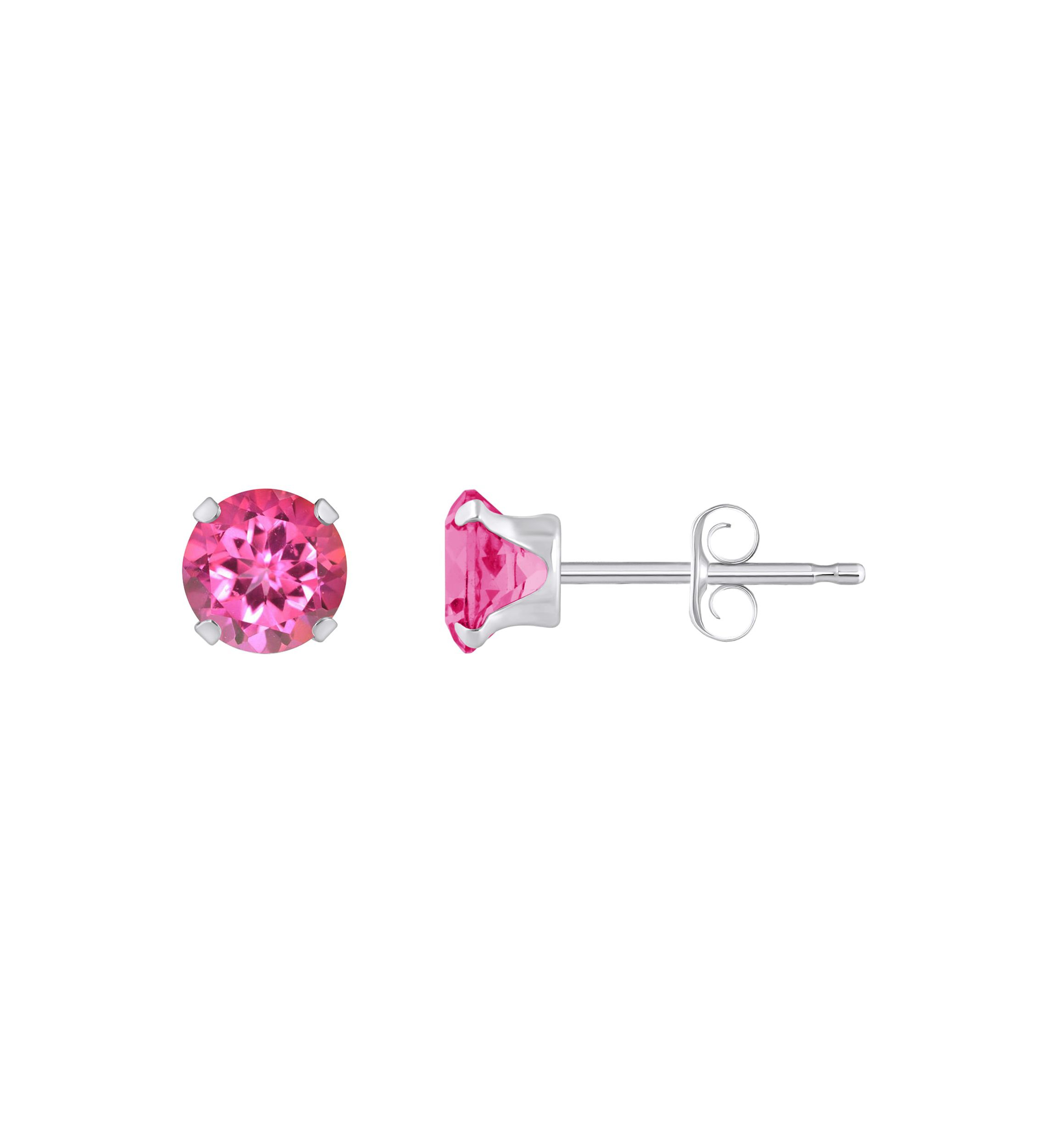 10K Yellow Gold 5mm Round Pink Topaz Stud Earrings