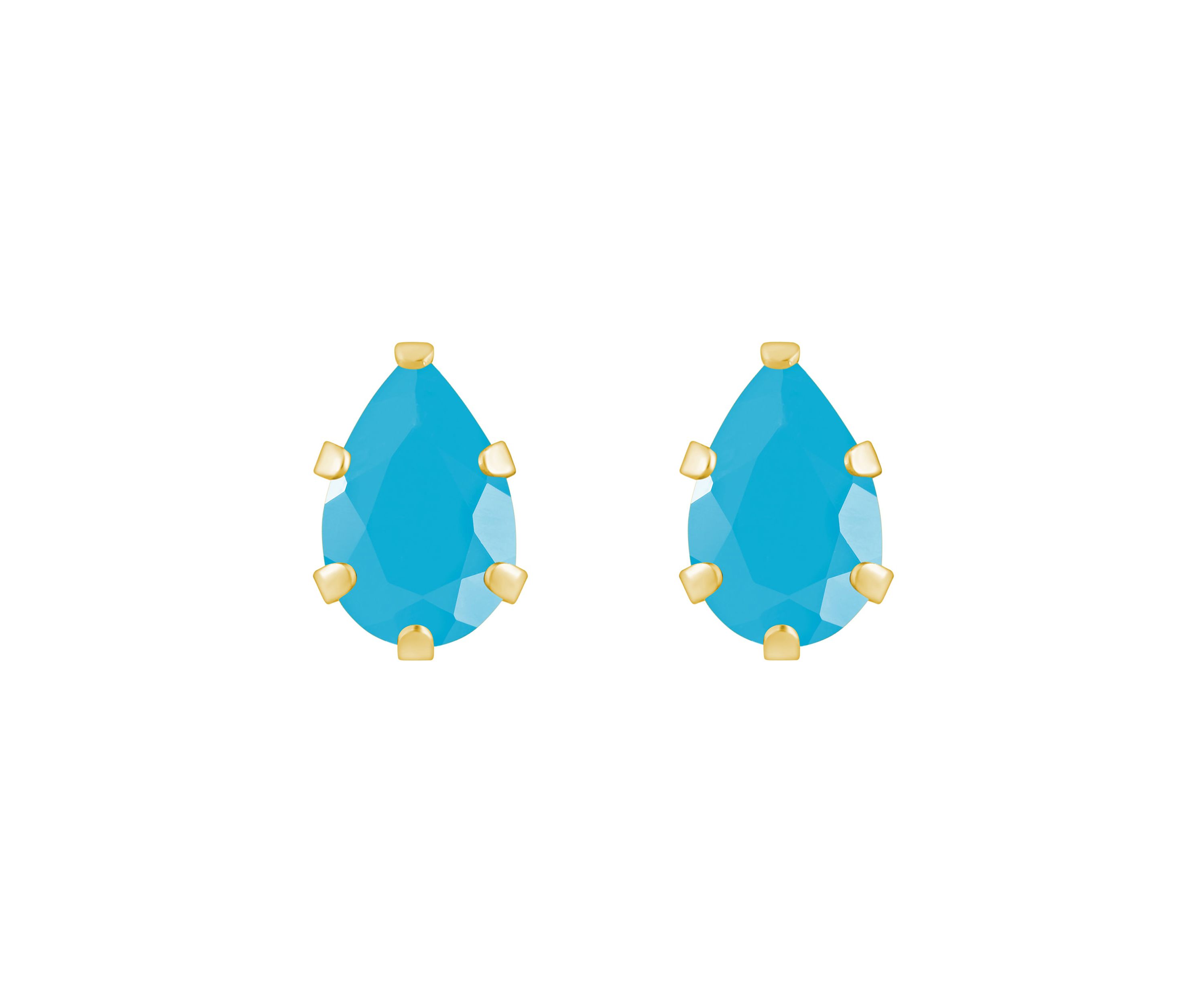 10K Yellow Gold 6x4mm Pear Shape Turquoise Stud Earrings