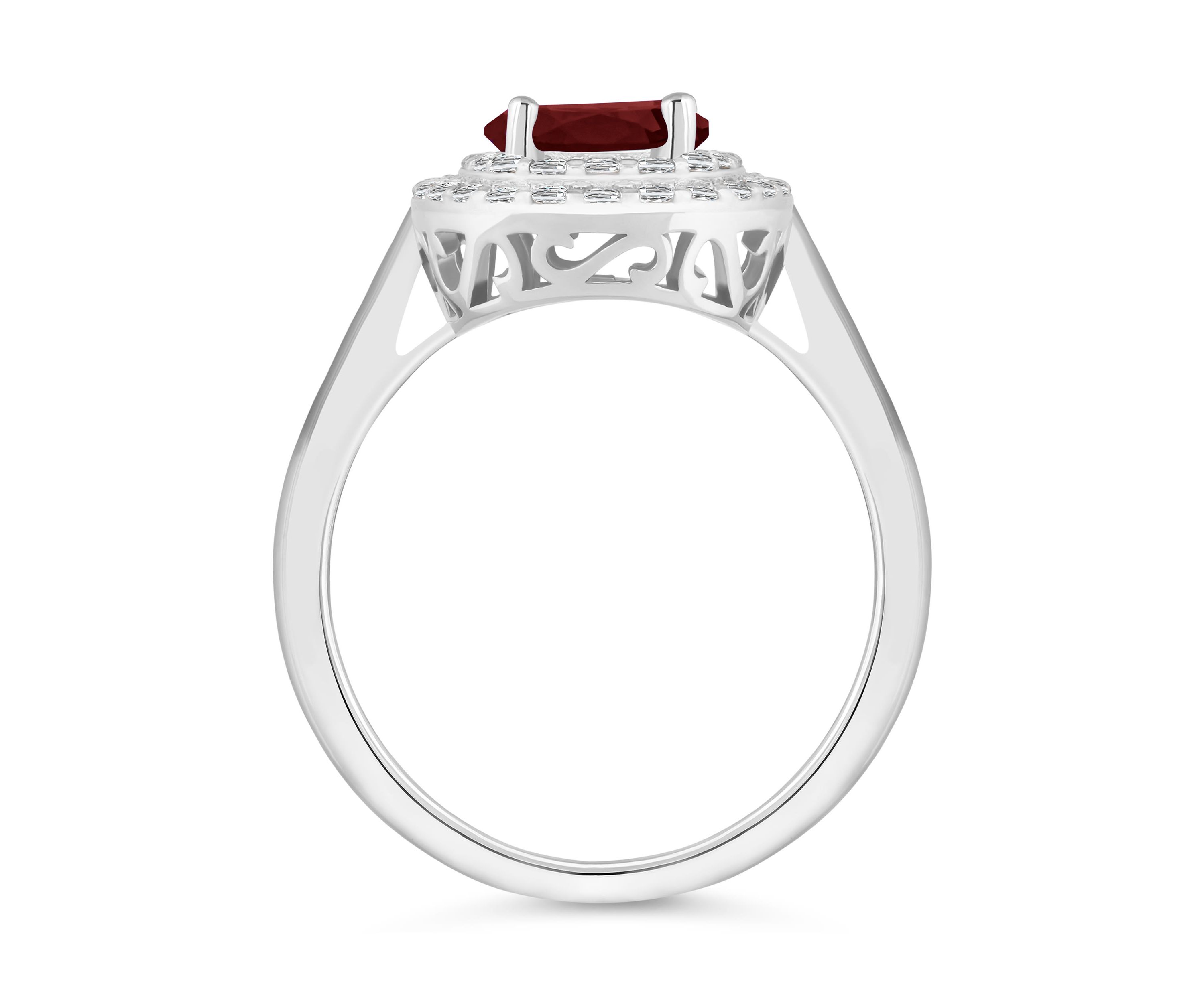 Sterling Silver 7mm Round Garnet And White Topaz Double Halo Ring