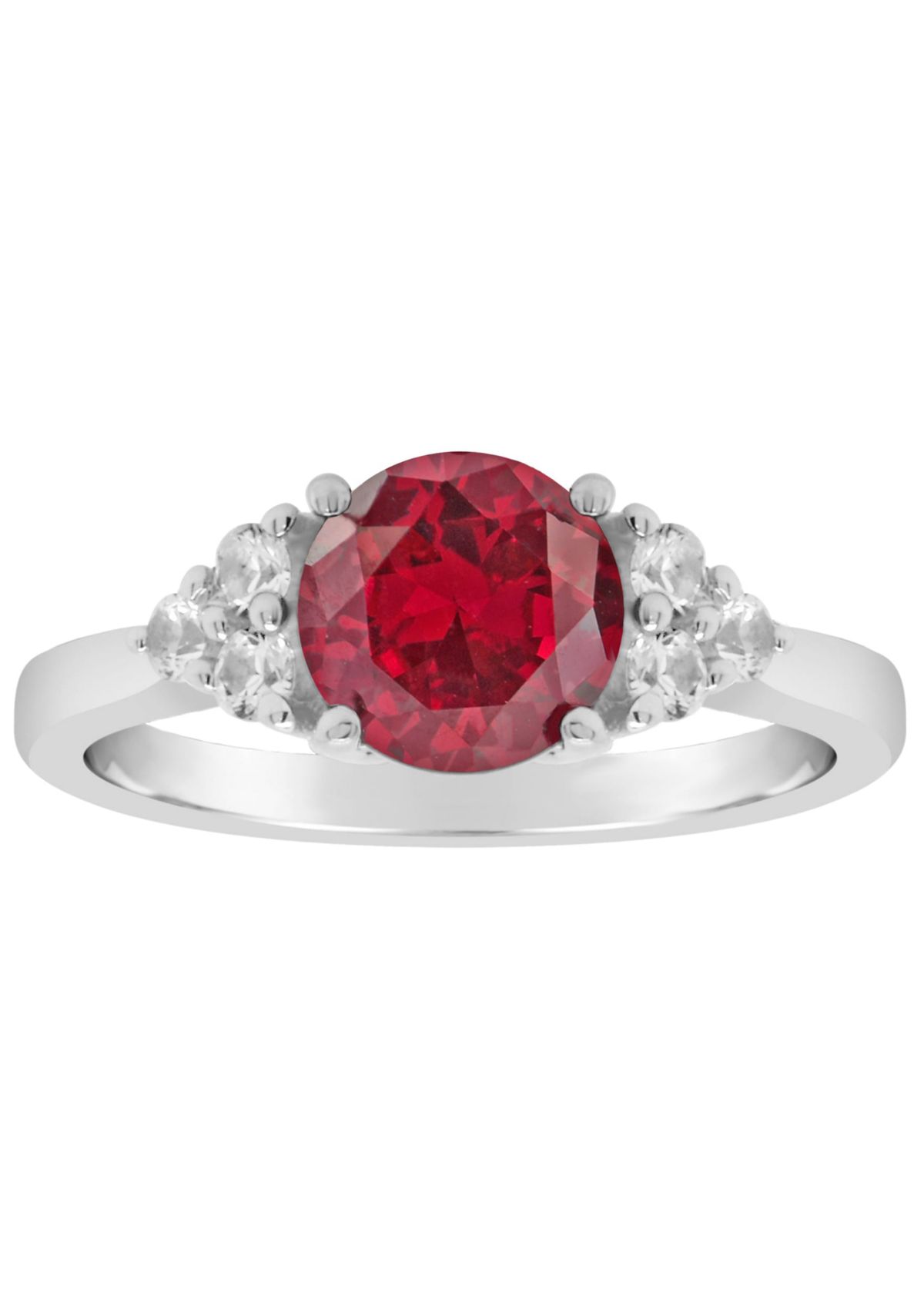 Lab Created Sterling Silver 7mm Round Created Ruby And Created White Sapphire Ring