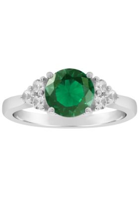 Belk & Co Lab Created Sterling Silver 7mm Round Gemstone And White Sapphire Ring, 10