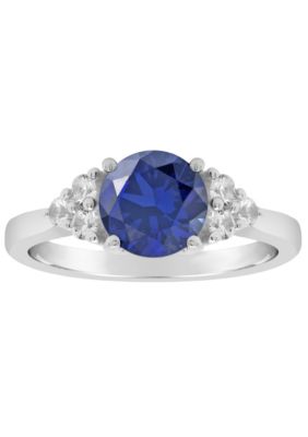 Belk & Co Sterling Silver 7mm Round Gemstone And Created White Sapphire Ring, 9