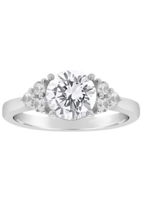 Belk & Co Sterling Silver 7mm Round Gemstone And Created White Sapphire Ring