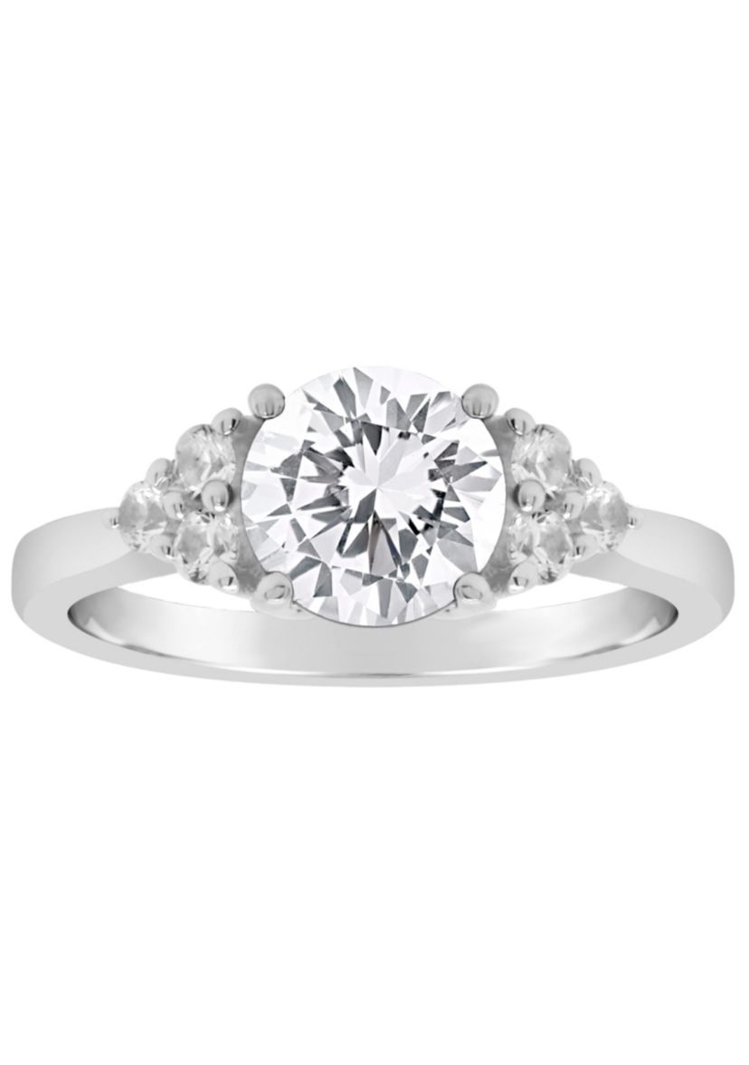 Lab Created Sterling Silver 7mm Round Created White Sapphire Ring