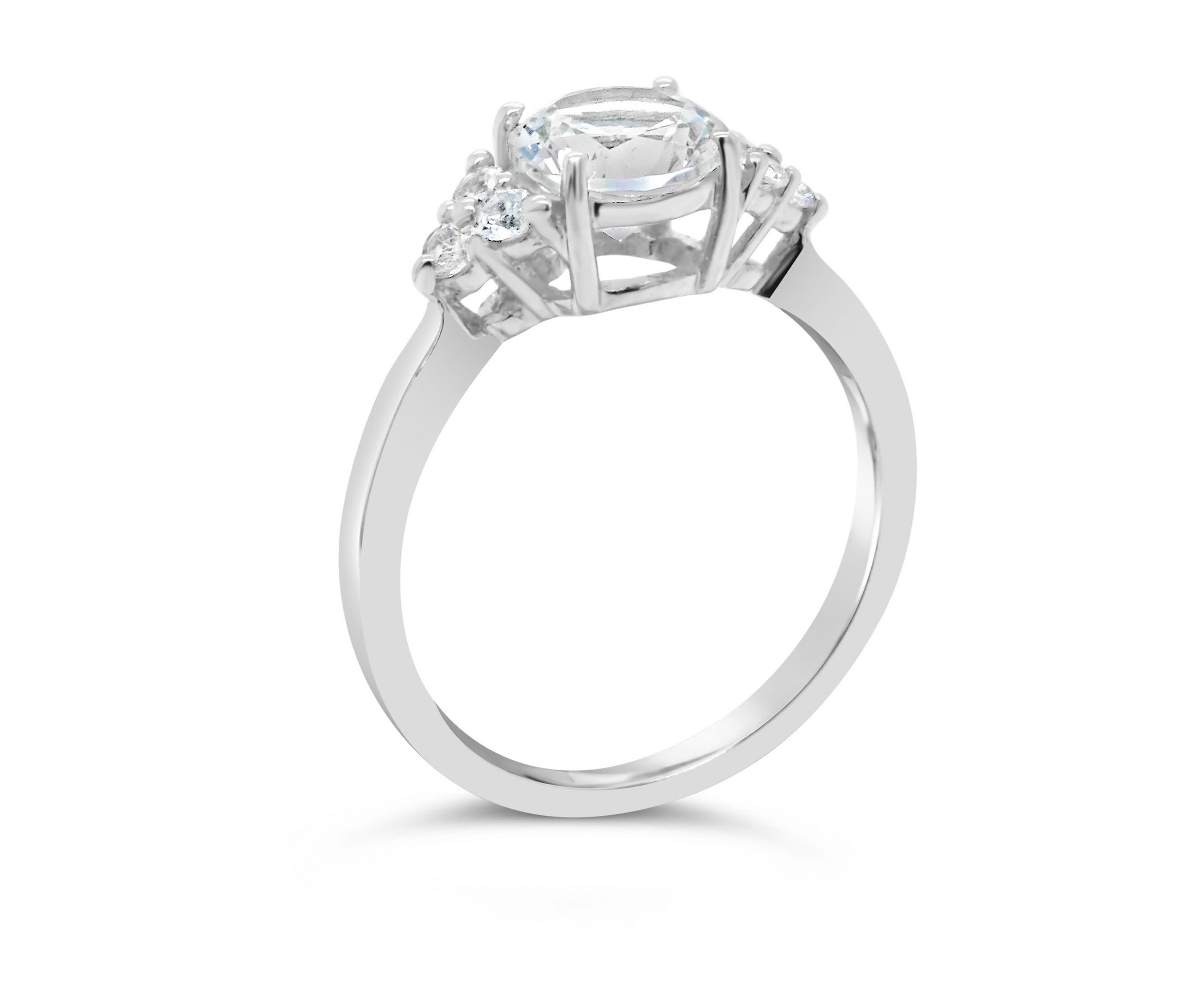 Lab Created Sterling Silver 7mm Round Created White Sapphire Ring