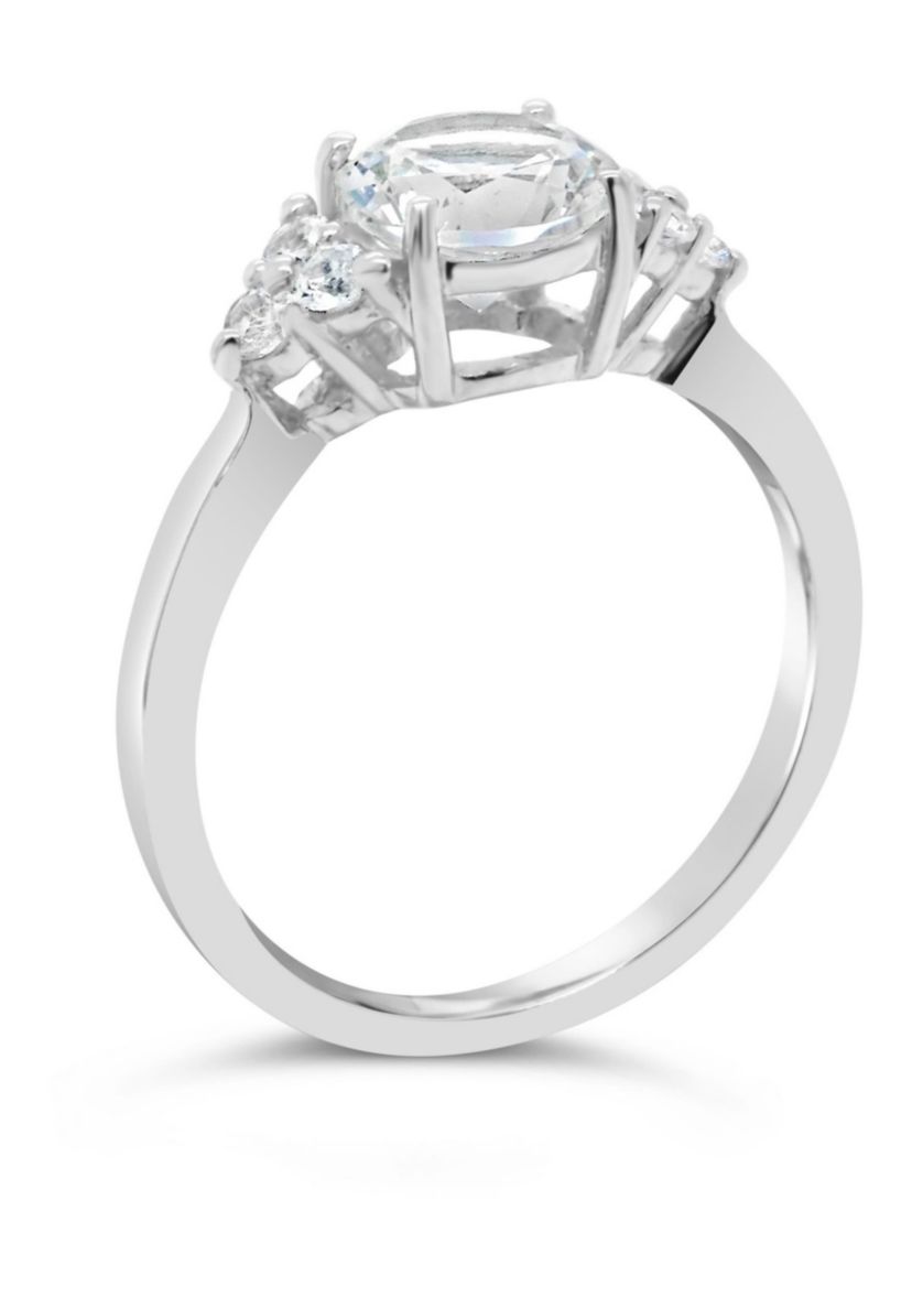 Lab Created Sterling Silver 7mm Round Created White Sapphire Ring