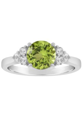 Belk & Co Sterling Silver 7mm Round Gemstone And Created White Sapphire Ring, 10