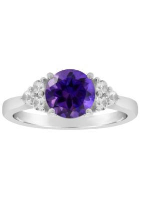 Belk & Co Sterling Silver 7mm Round Gemstone And Created White Sapphire Ring, 10