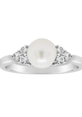 Belk & Co Sterling Silver 7mm Round Gemstone And Created White Sapphire Ring, 9