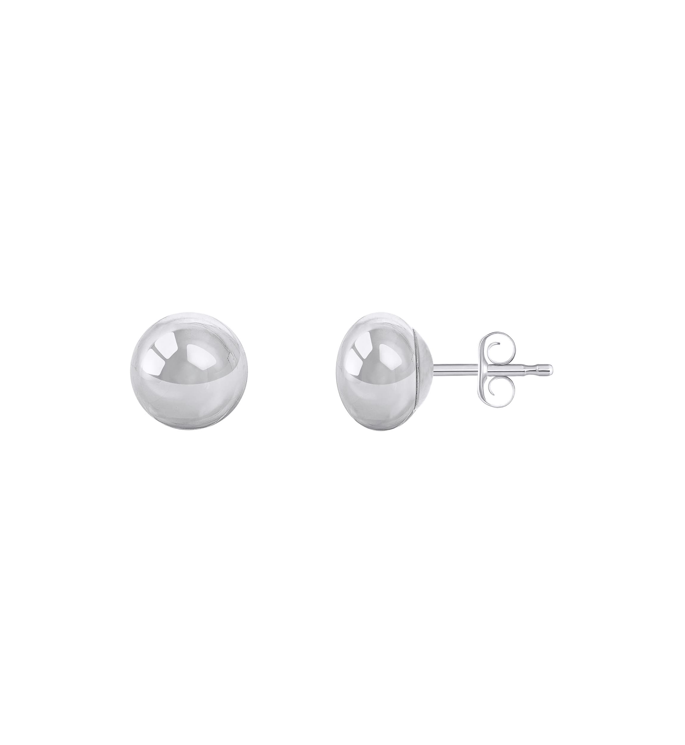 14K White Gold 8mm Button Stud Earrings