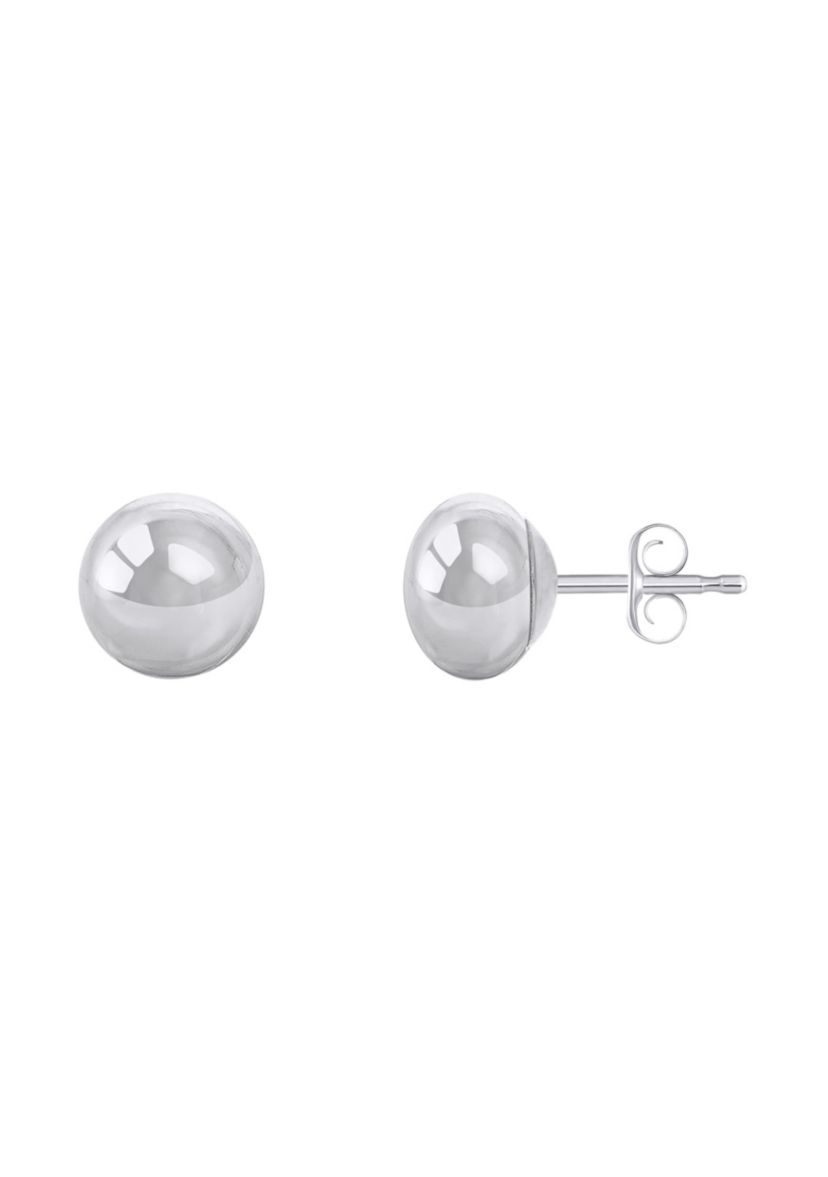 14K White Gold 8mm Button Stud Earrings