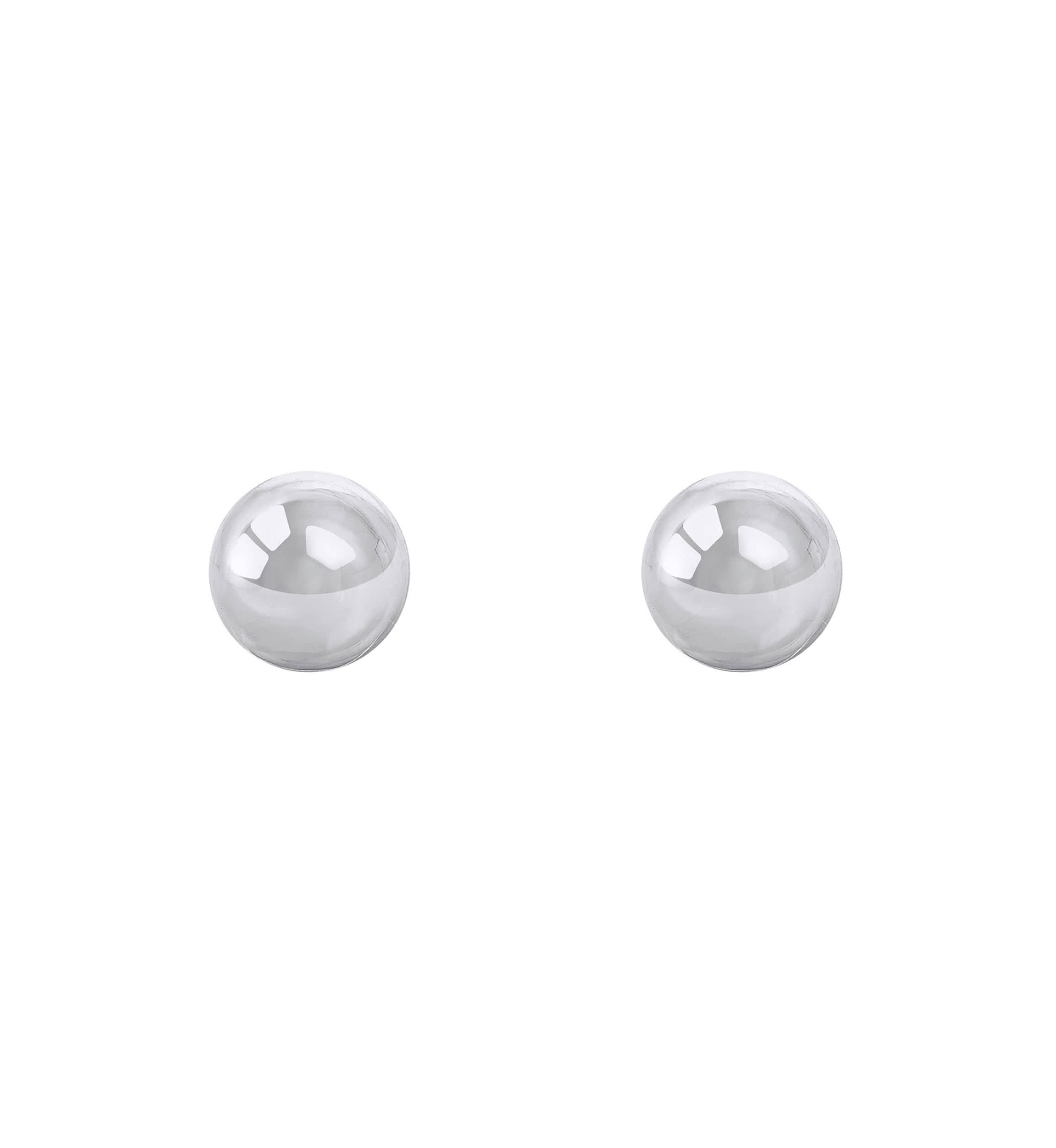 14K White Gold 8mm Button Stud Earrings