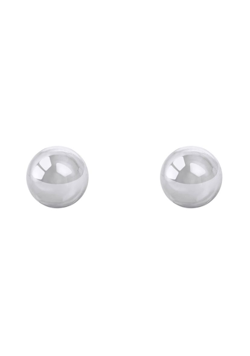 14K White Gold 8mm Button Stud Earrings