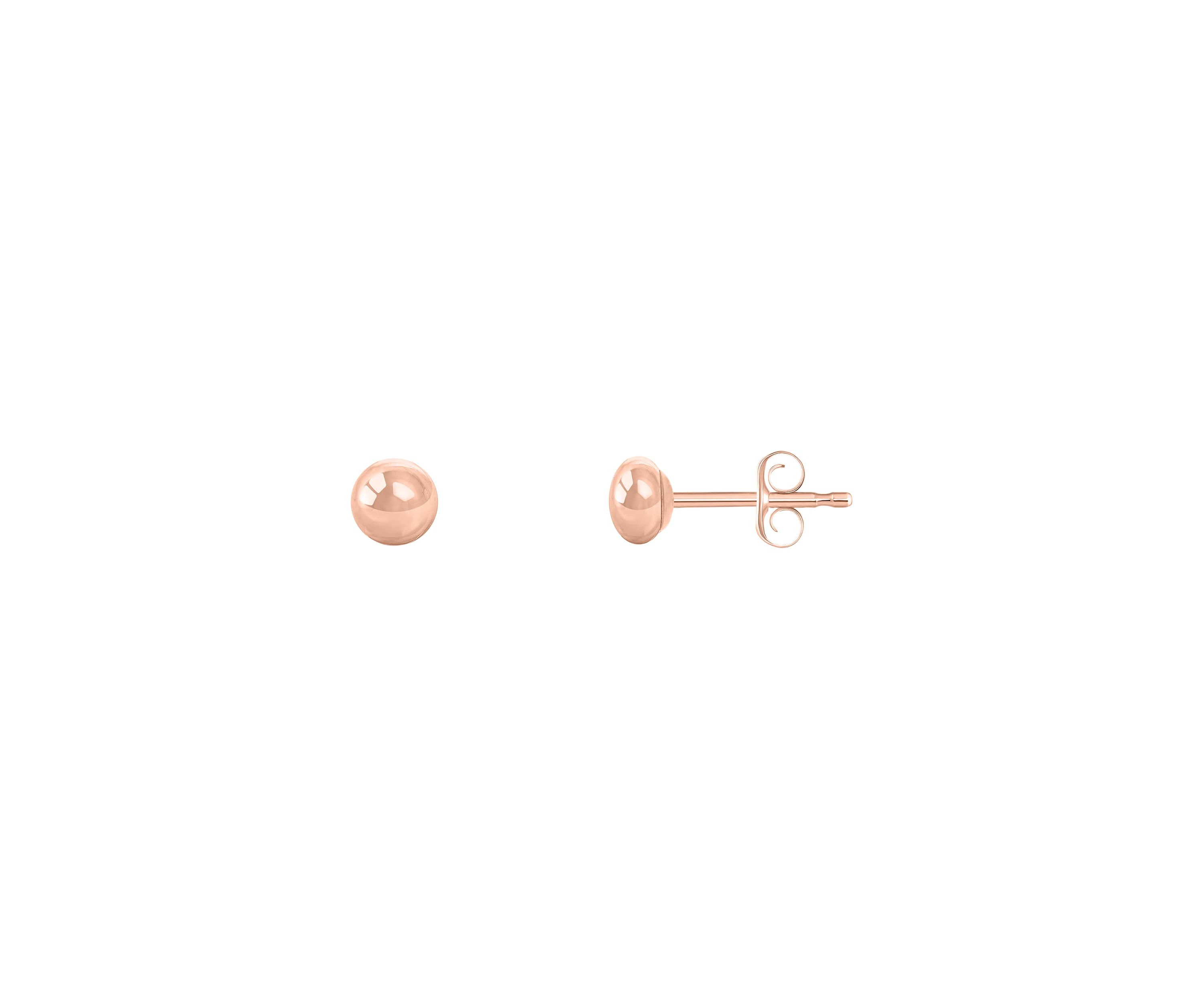 14K White Gold 4mm Button Stud Earrings