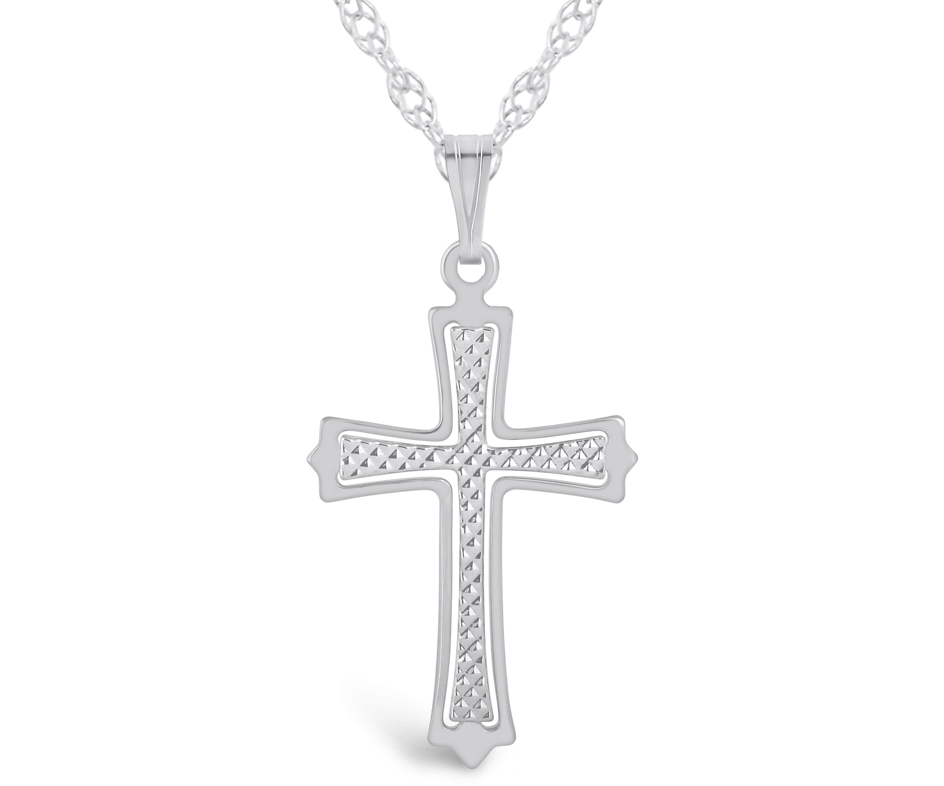 Sterling Silver/14K Yellow Gold Plated Cross Pendant Necklace