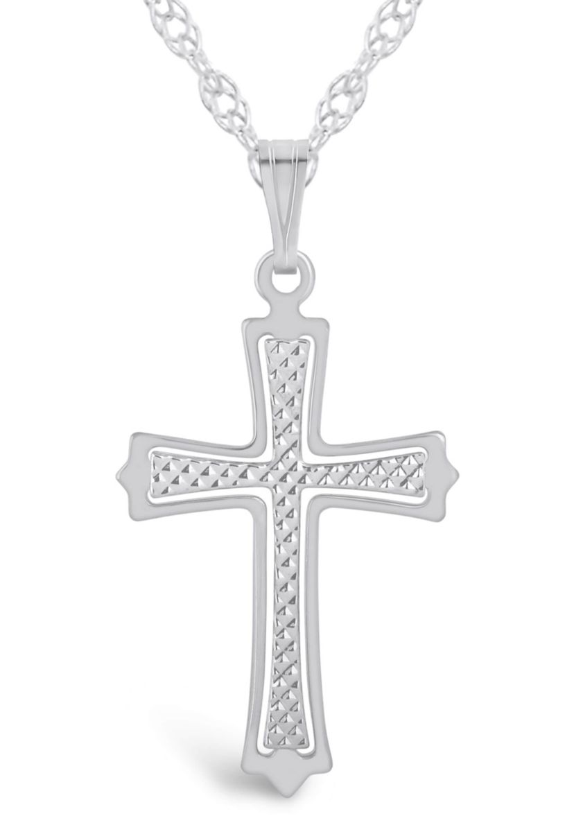 Sterling Silver/14K Yellow Gold Plated Cross Pendant Necklace