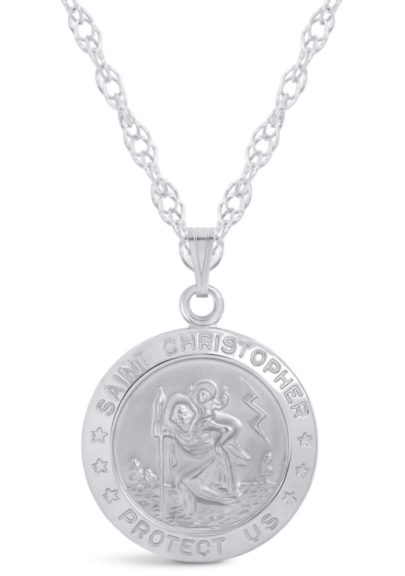 Sterling Silver Saint Christopher Medallion Pendant Necklace