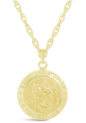 Belk & Co Sterling Silver Saint Christopher Medallion Pendant Necklace