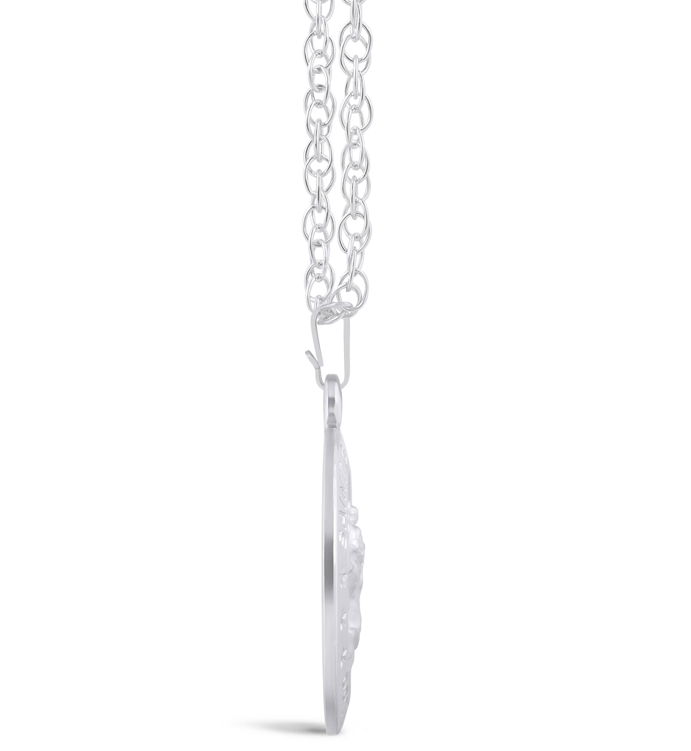 Sterling Silver Saint Christopher Medallion Pendant Necklace