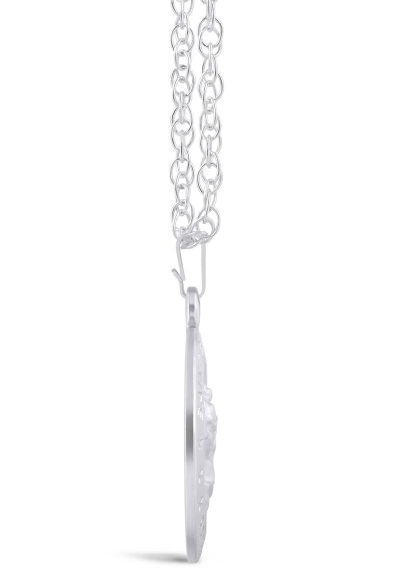 Sterling Silver Saint Christopher Medallion Pendant Necklace