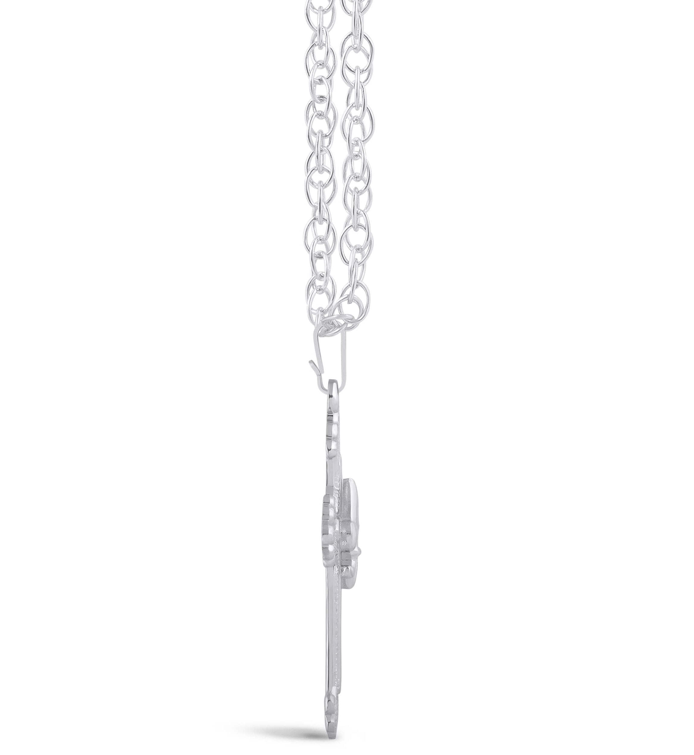 Sterling Silver/14K Yellow Gold Plated Fleur De Lis Cross Pendant Necklace