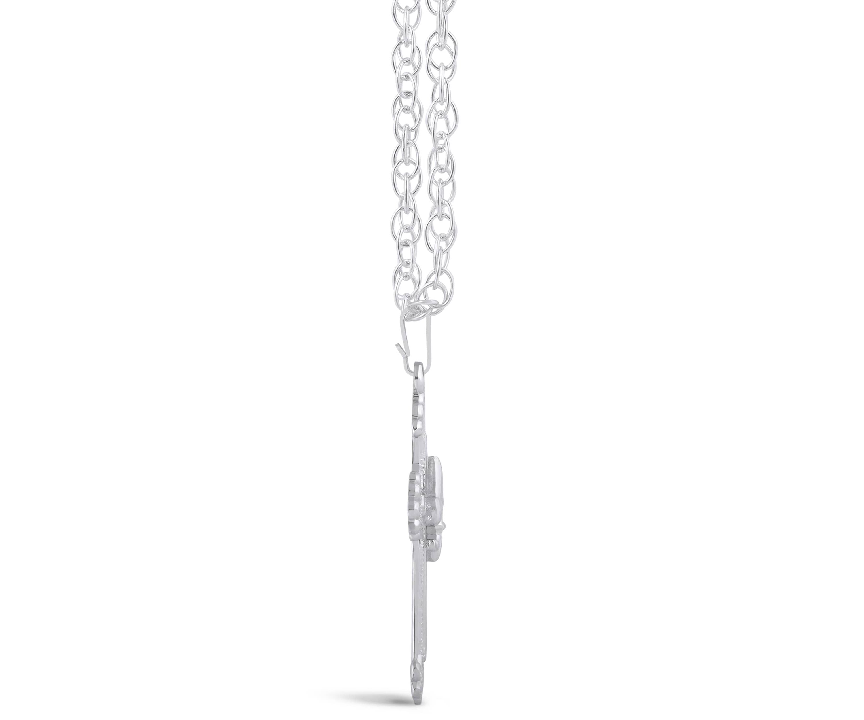 Sterling Silver/14K Yellow Gold Plated Fleur De Lis Cross Pendant Necklace