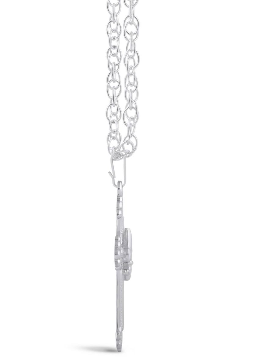 Sterling Silver/14K Yellow Gold Plated Fleur De Lis Cross Pendant Necklace