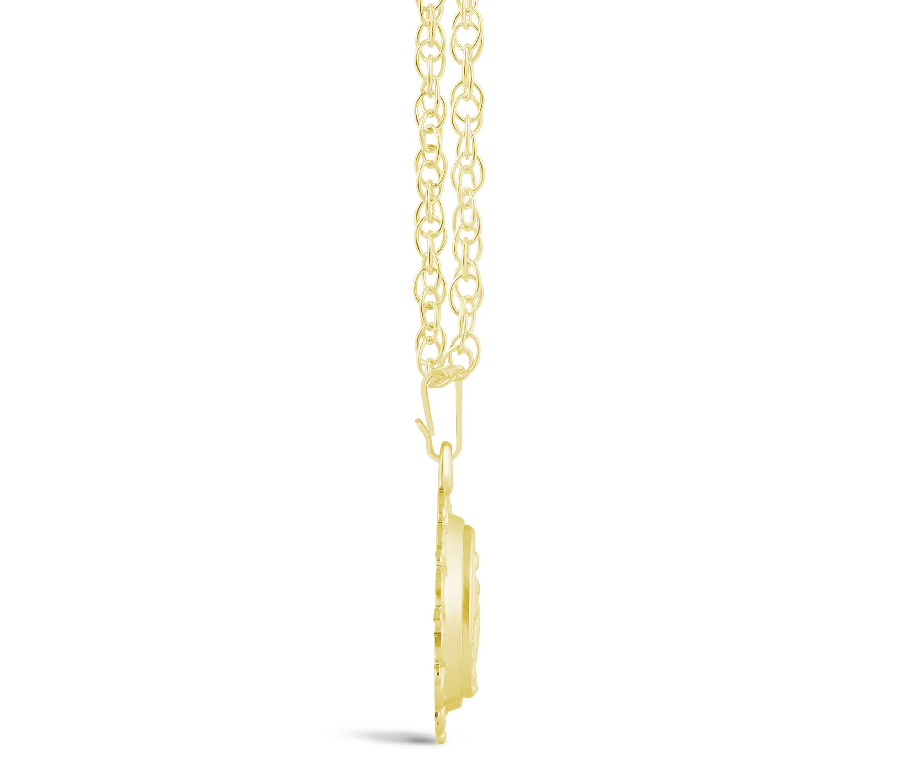 Sterling Silver/14K Yellow Gold Plated Oh Mary Conceived Medallion Pendant Necklace