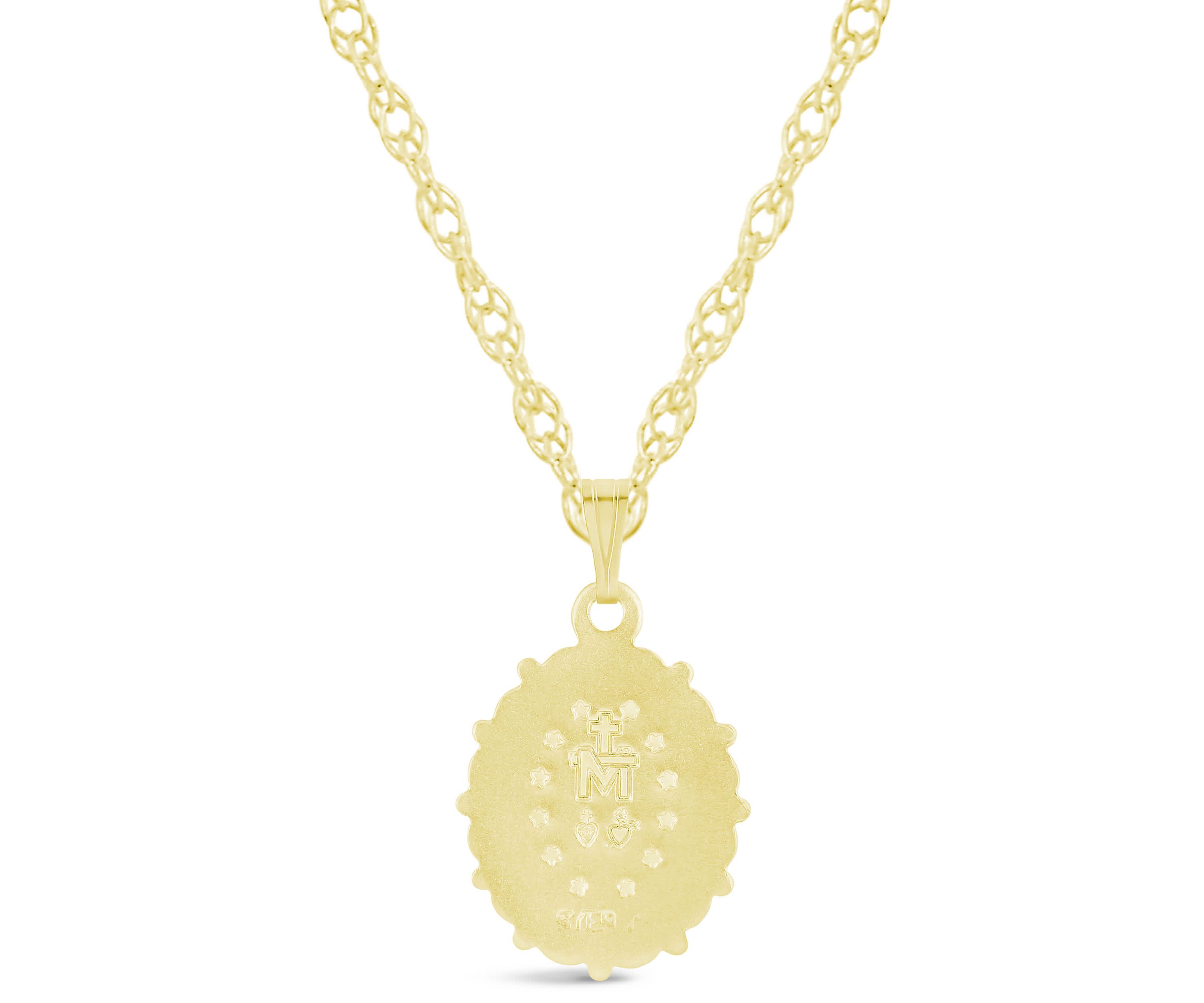 Sterling Silver/14K Yellow Gold Plated Oh Mary Conceived Medallion Pendant Necklace