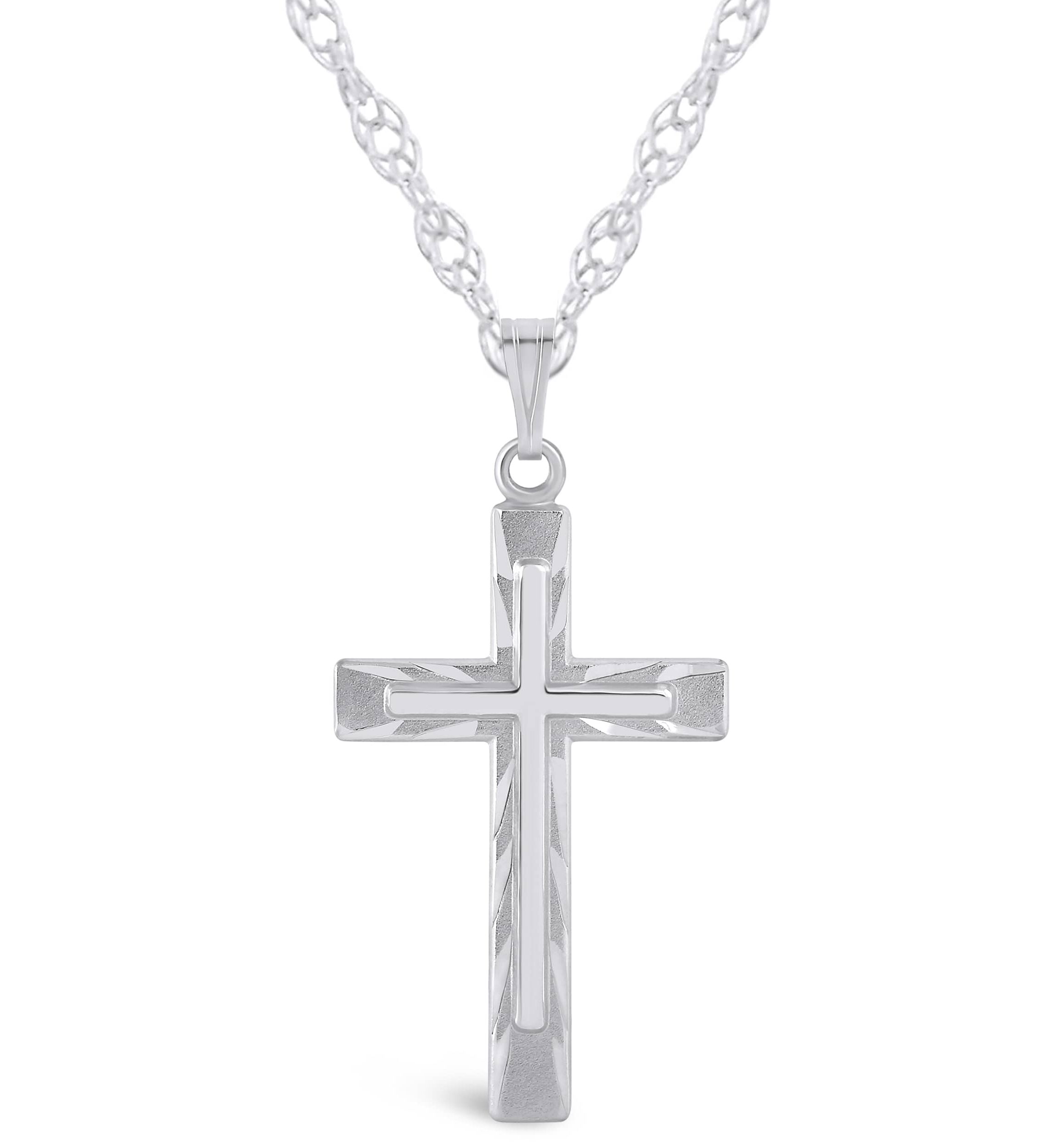 Sterling Silver/14K Yellow Gold Plated Cross Pendant Necklace