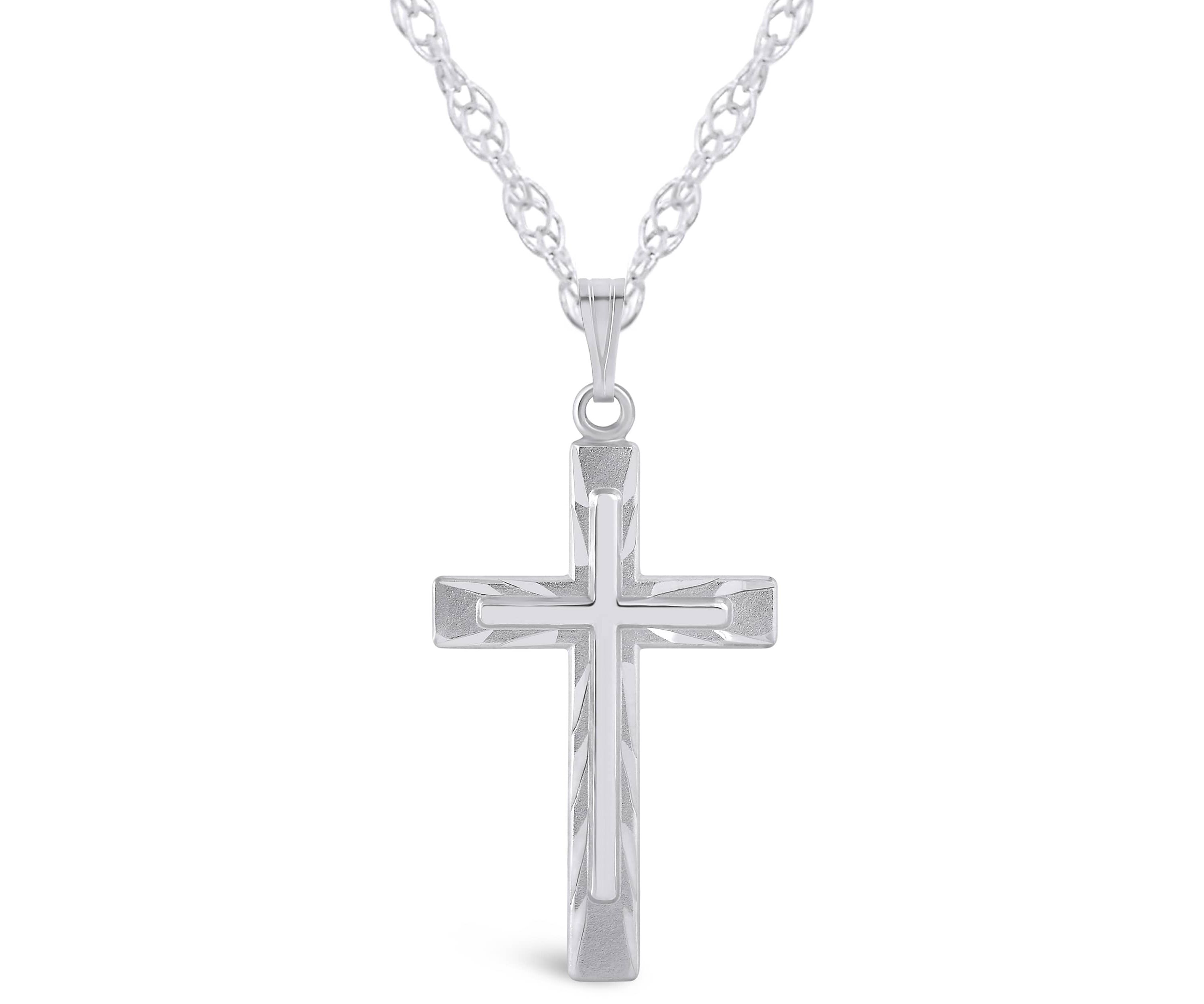 Sterling Silver/14K Yellow Gold Plated Cross Pendant Necklace