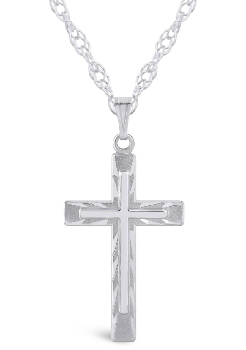 Sterling Silver/14K Yellow Gold Plated Cross Pendant Necklace