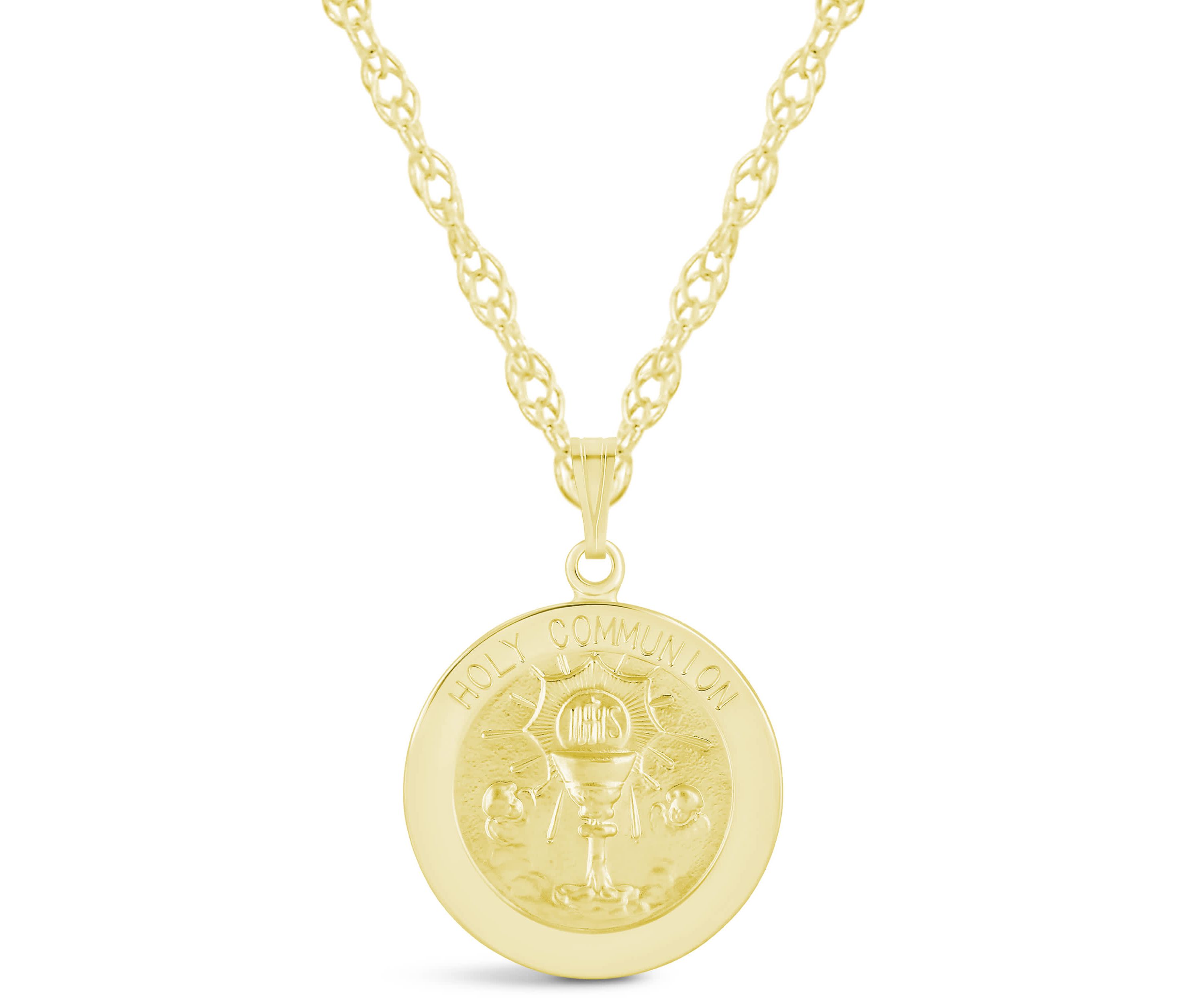 Sterling Silver Holy Communion Medallion Pendant Necklace