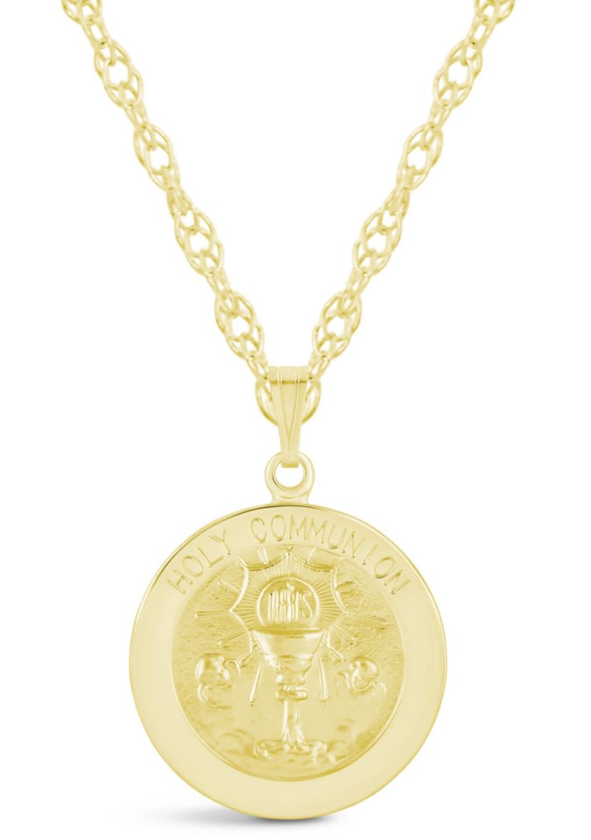 Sterling Silver Holy Communion Medallion Pendant Necklace