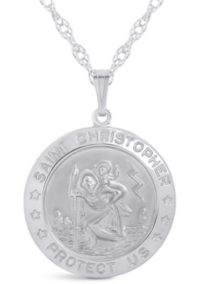Belk & Co Sterling Silver Saint Christopher Medallion Pendant Necklace