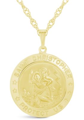 Belk & Co Sterling Silver Saint Christopher Medallion Pendant Necklace