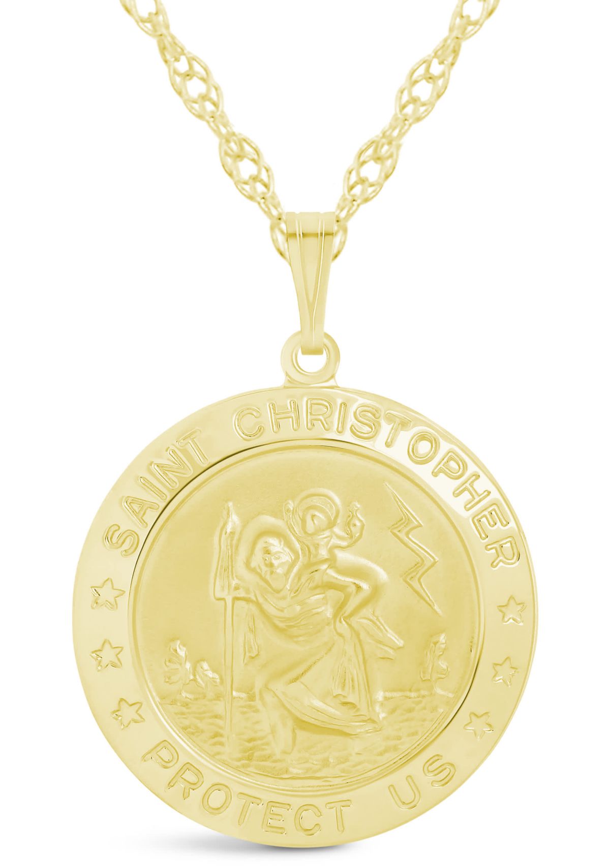 Sterling Silver Saint Christopher Medallion Pendant Necklace