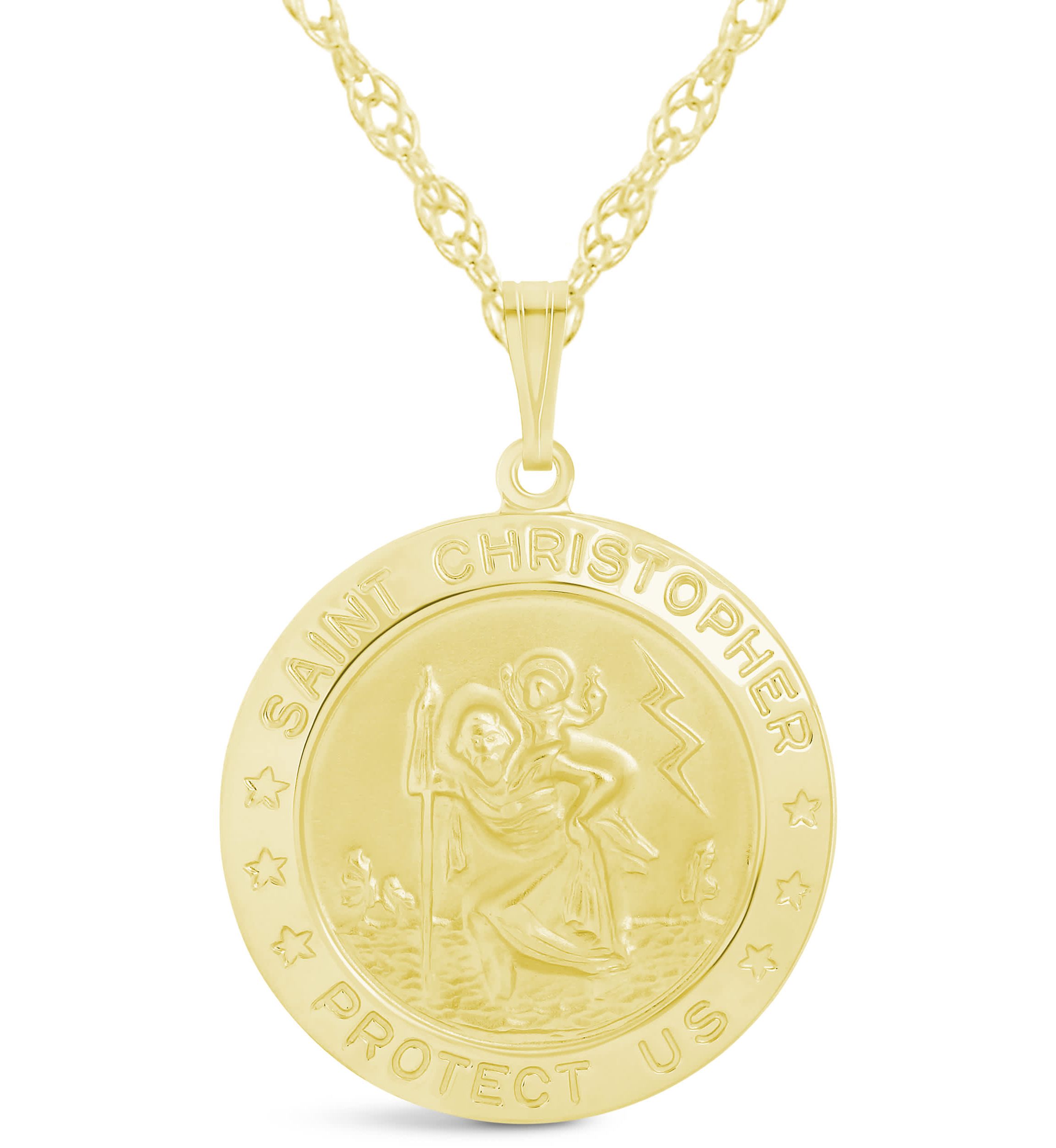Sterling Silver Saint Christopher Medallion Pendant Necklace