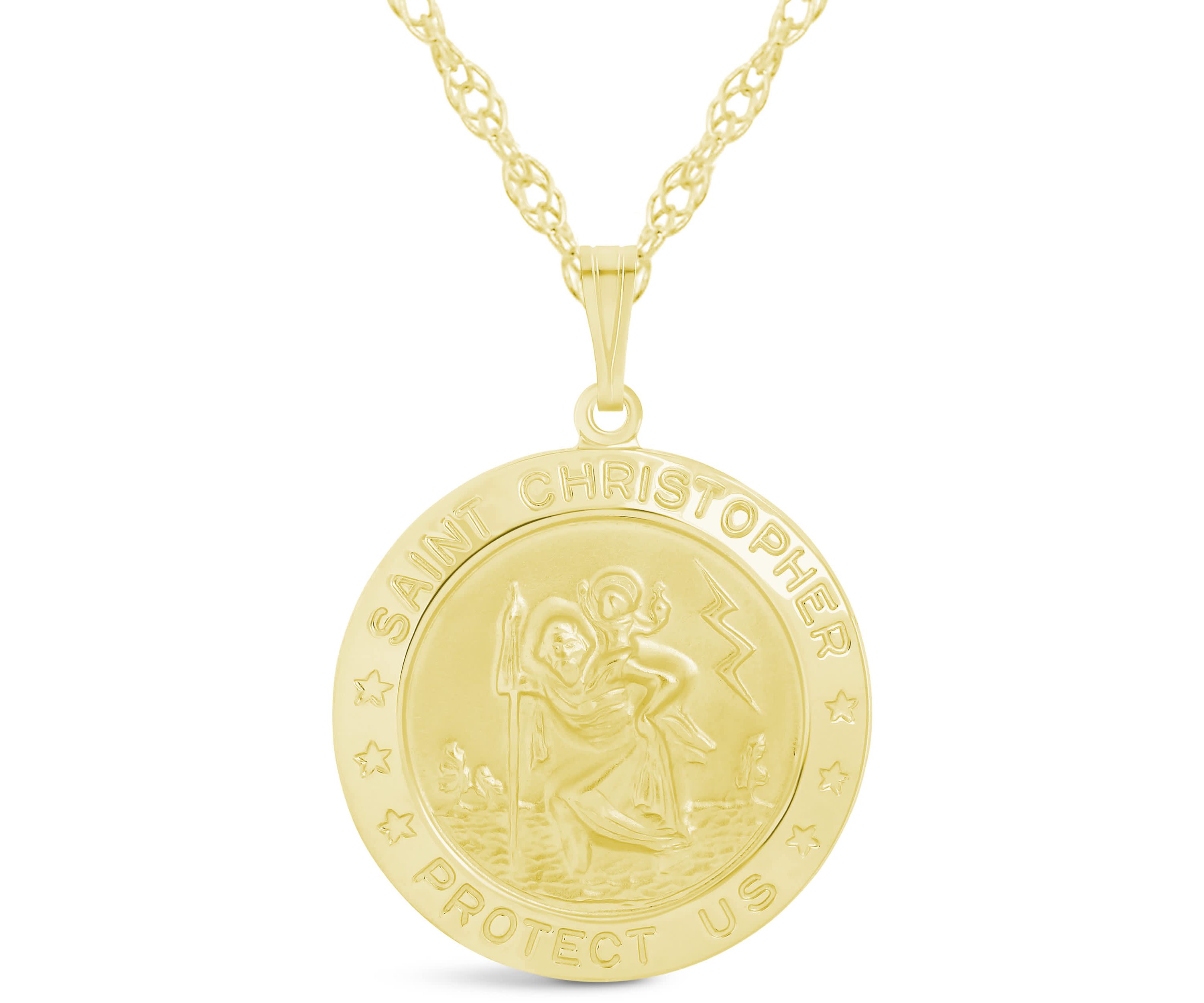 Sterling Silver Saint Christopher Medallion Pendant Necklace
