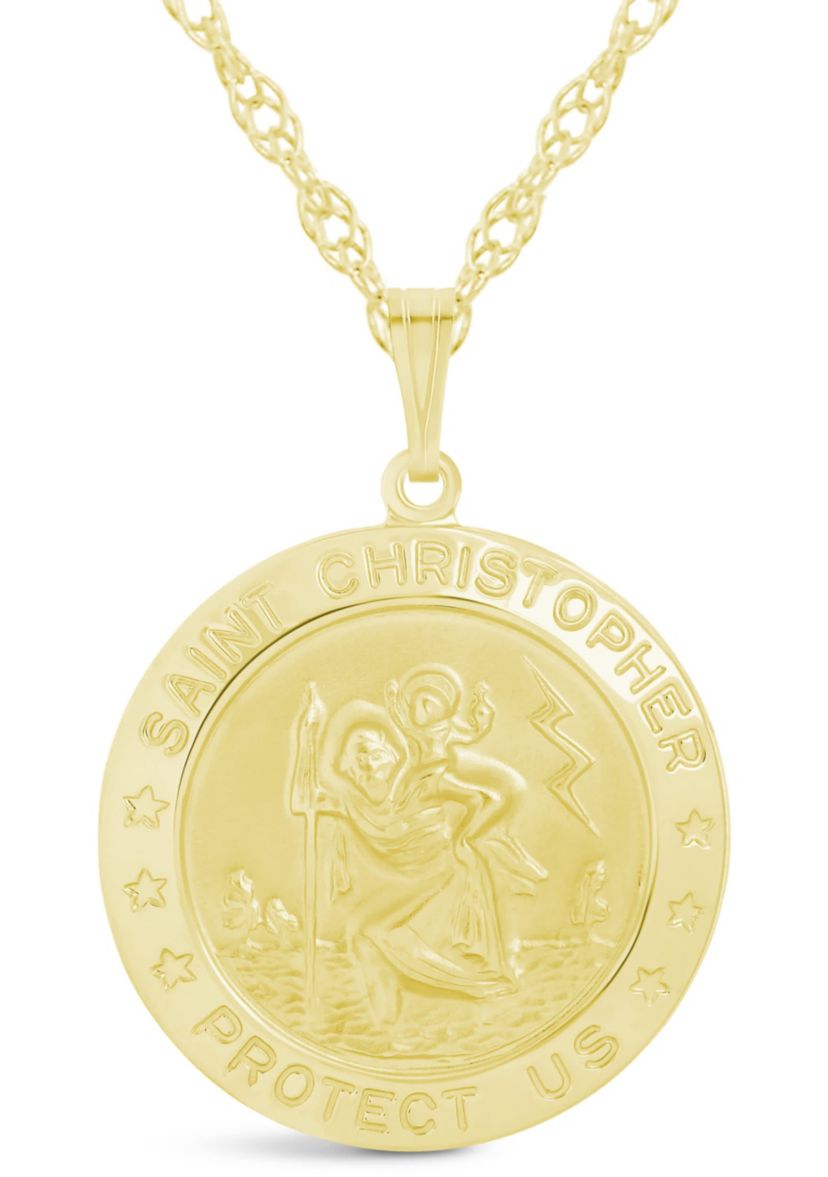 Sterling Silver Saint Christopher Medallion Pendant Necklace